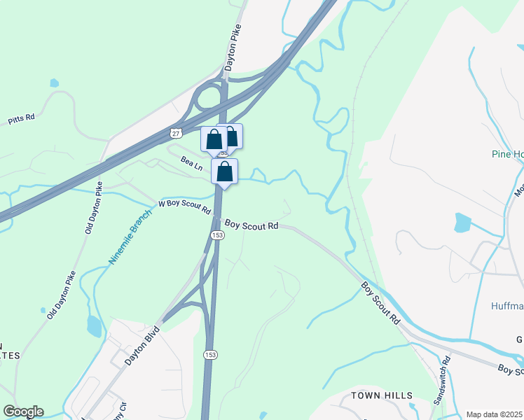 map of restaurants, bars, coffee shops, grocery stores, and more near 721 Boy Scout Road in Chattanooga