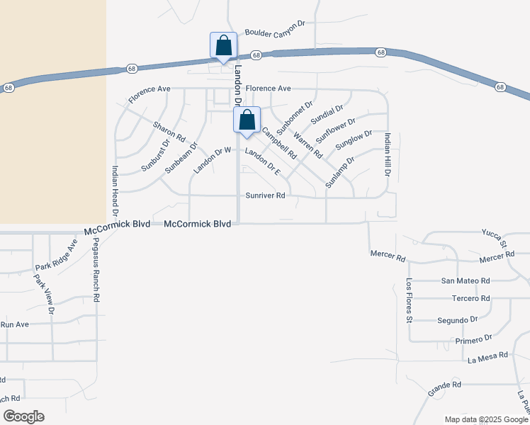 map of restaurants, bars, coffee shops, grocery stores, and more near 3423 McCormick Boulevard in Bullhead City