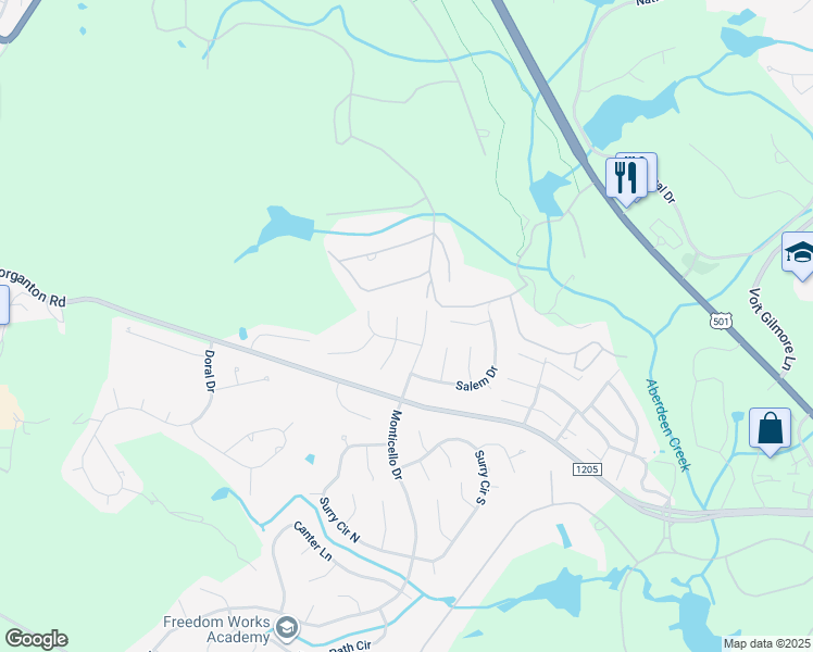 map of restaurants, bars, coffee shops, grocery stores, and more near 2 Revere Court in Pinehurst
