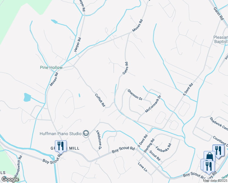 map of restaurants, bars, coffee shops, grocery stores, and more near 351 Leming Lane in Middle Valley