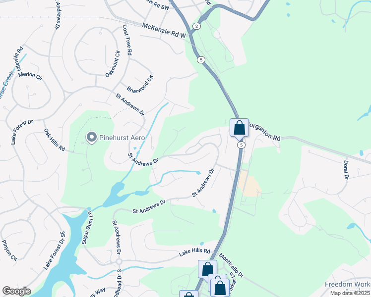 map of restaurants, bars, coffee shops, grocery stores, and more near 800 Saint Andrews Drive in Pinehurst
