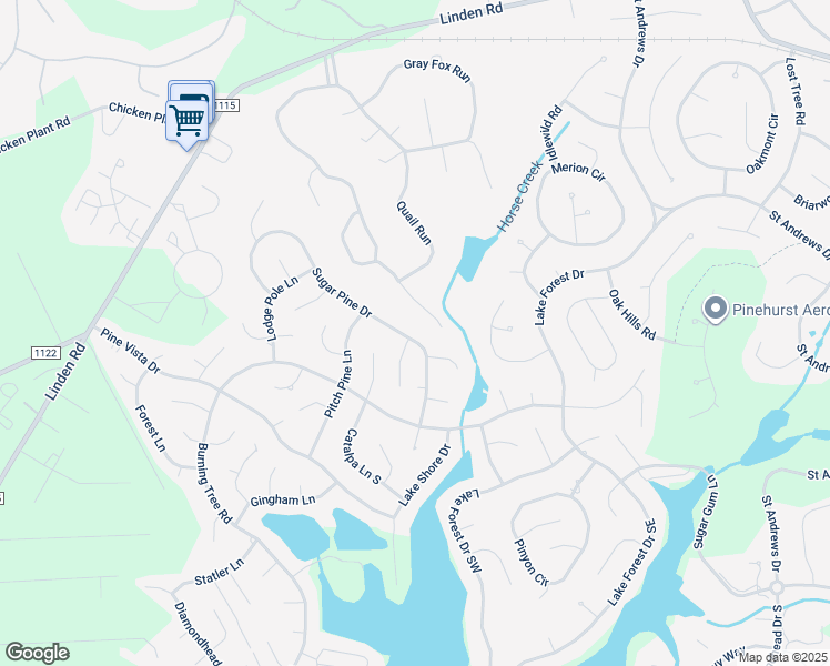 map of restaurants, bars, coffee shops, grocery stores, and more near 100 Sugar Pine Drive in Pinehurst