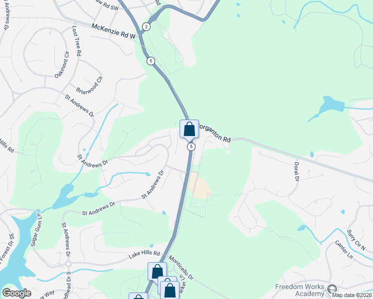 map of restaurants, bars, coffee shops, grocery stores, and more near 5 Pine Tree Road in Pinehurst