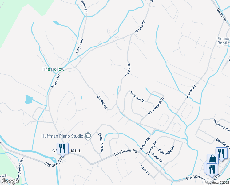 map of restaurants, bars, coffee shops, grocery stores, and more near 351 Leming Lane in Middle Valley