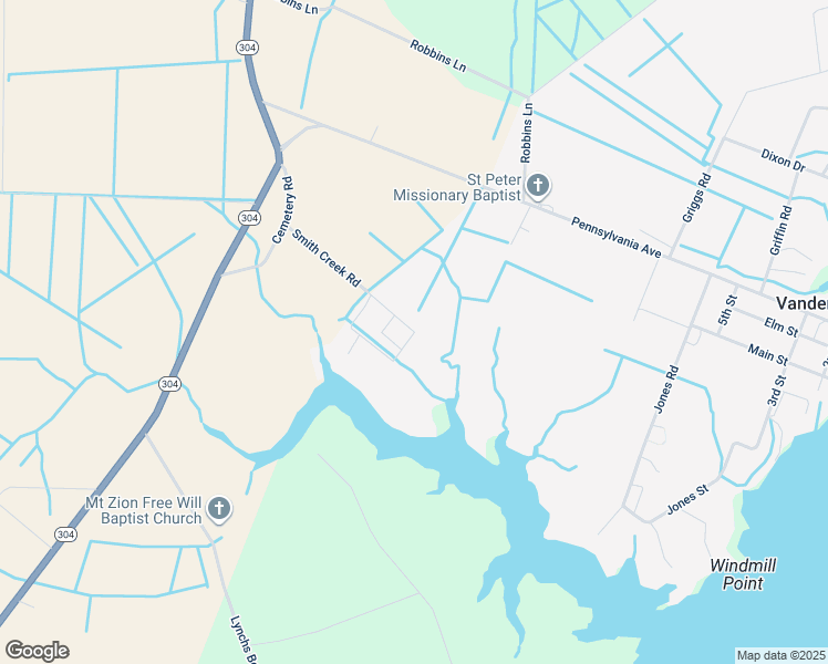 map of restaurants, bars, coffee shops, grocery stores, and more near Smith Creek Road in Vandemere