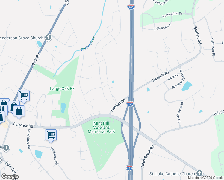 map of restaurants, bars, coffee shops, grocery stores, and more near 3022 Marchers Trace Drive in Mint Hill