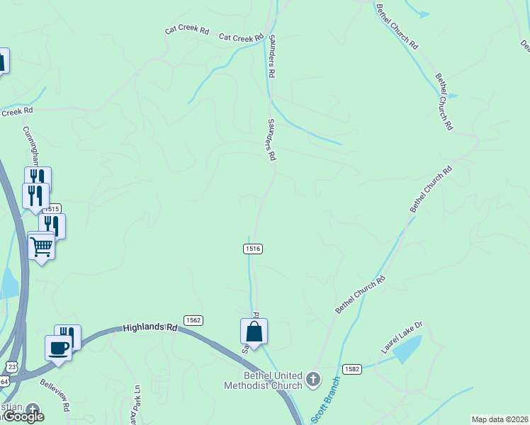 map of restaurants, bars, coffee shops, grocery stores, and more near 527 Saunders Road in Franklin