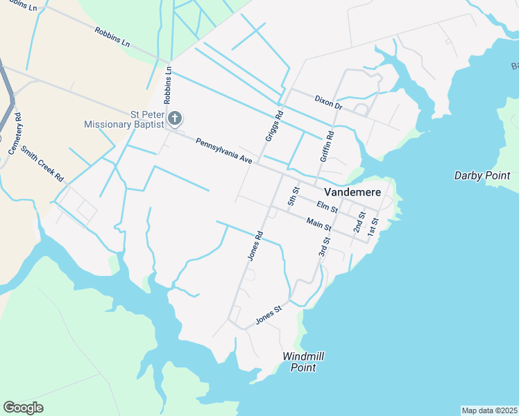 map of restaurants, bars, coffee shops, grocery stores, and more near 110 Jones Road in Vandemere
