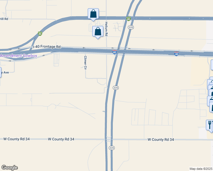 map of restaurants, bars, coffee shops, grocery stores, and more near Helium Road in Amarillo