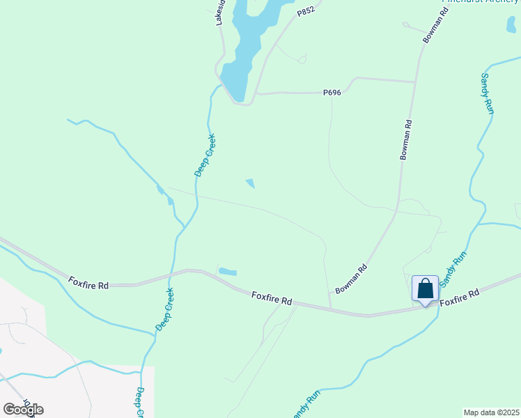 map of restaurants, bars, coffee shops, grocery stores, and more near Pinecrest Court Road in Moore County