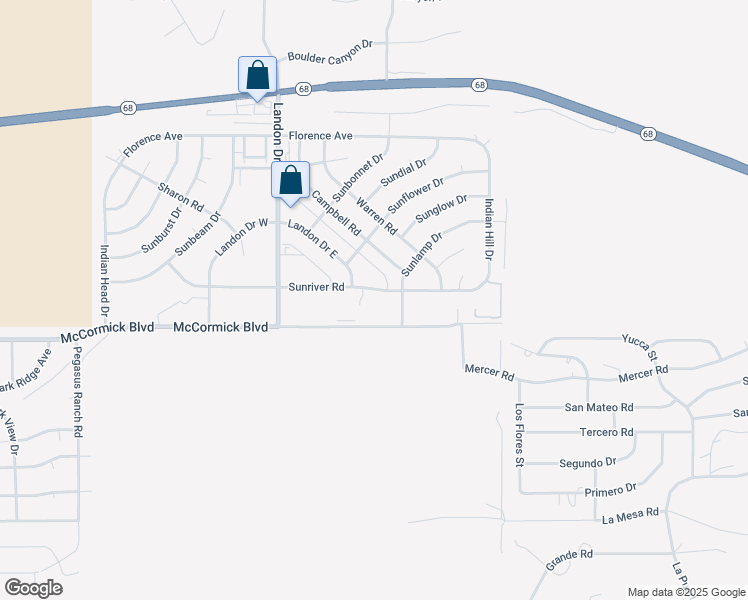 map of restaurants, bars, coffee shops, grocery stores, and more near 3441 Landon Drive East in Bullhead City