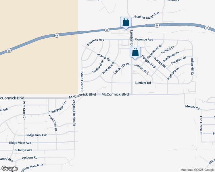 map of restaurants, bars, coffee shops, grocery stores, and more near 3331 Landon Drive West in Bullhead City