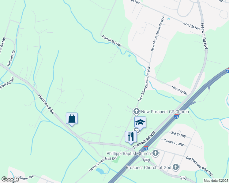 map of restaurants, bars, coffee shops, grocery stores, and more near 213 Crystal View Drive Northwest in Cleveland