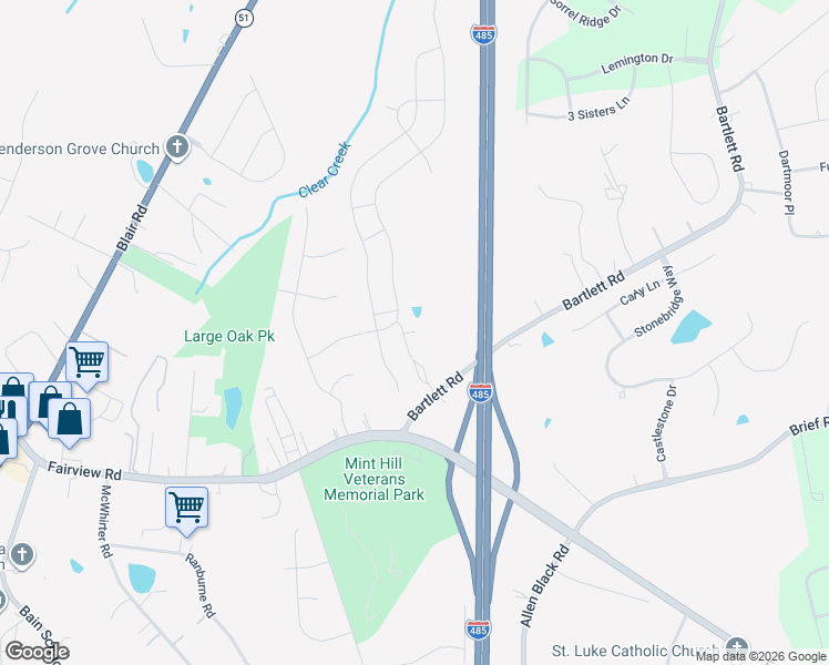 map of restaurants, bars, coffee shops, grocery stores, and more near 3116 Marchers Trace Drive in Mint Hill