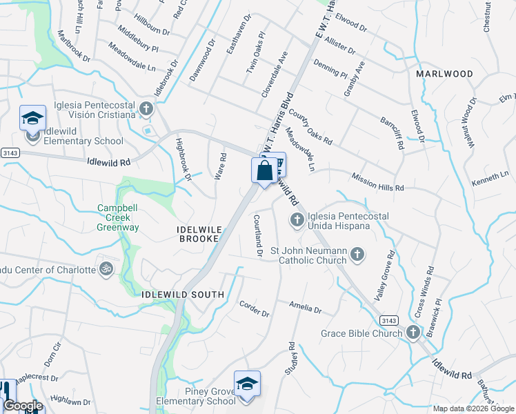 map of restaurants, bars, coffee shops, grocery stores, and more near in Charlotte