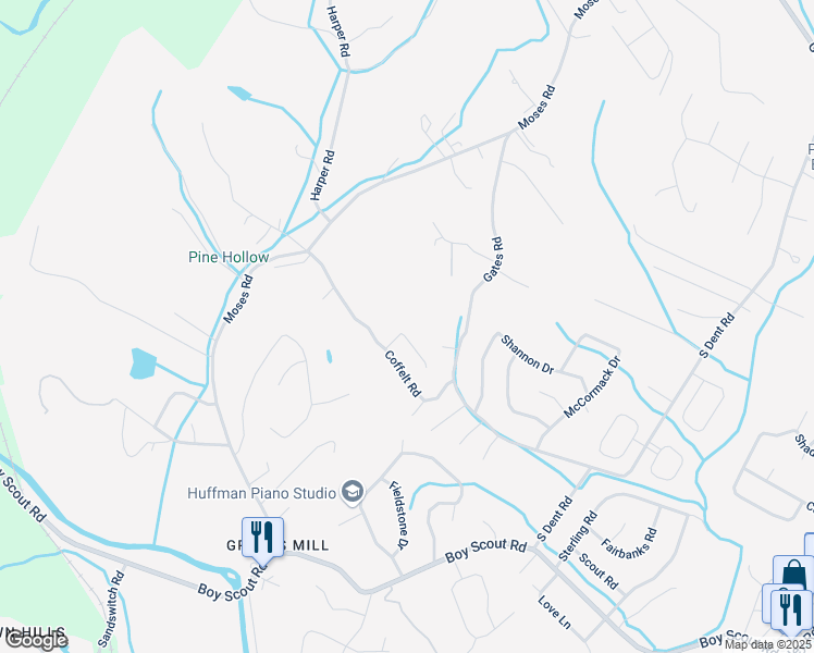map of restaurants, bars, coffee shops, grocery stores, and more near 309 Hannah Lane in Middle Valley