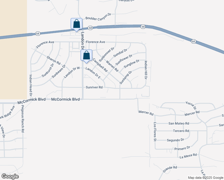 map of restaurants, bars, coffee shops, grocery stores, and more near 3441 Landon Drive East in Bullhead City