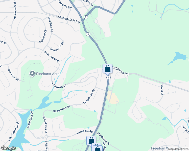map of restaurants, bars, coffee shops, grocery stores, and more near 800 Saint Andrews Drive in Pinehurst