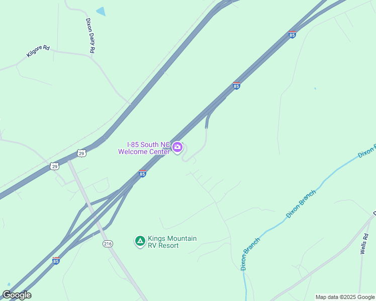 map of restaurants, bars, coffee shops, grocery stores, and more near 3 Interstate 85 in Kings Mountain