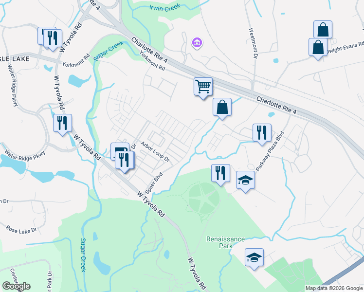 map of restaurants, bars, coffee shops, grocery stores, and more near 3738 Speer Boulevard in Charlotte