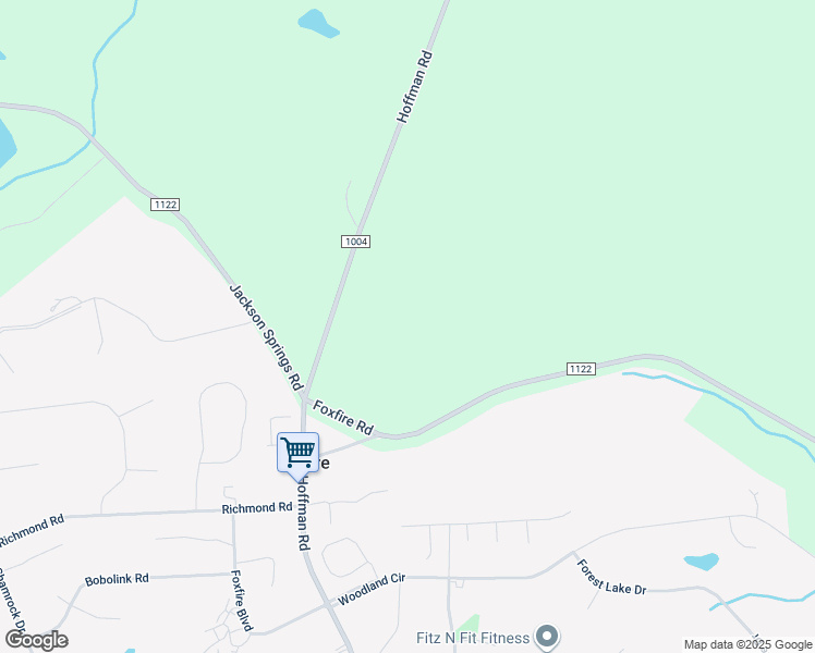 map of restaurants, bars, coffee shops, grocery stores, and more near 2200 Foxfire Road in Jackson Springs