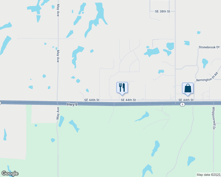 map of restaurants, bars, coffee shops, grocery stores, and more near 4351 Nicole Drive in Norman