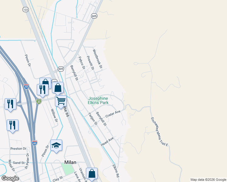 map of restaurants, bars, coffee shops, grocery stores, and more near 509 Haystack Place in Grants