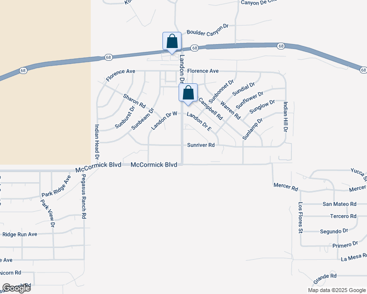 map of restaurants, bars, coffee shops, grocery stores, and more near 3415-3421 Sunriver Road in Bullhead City