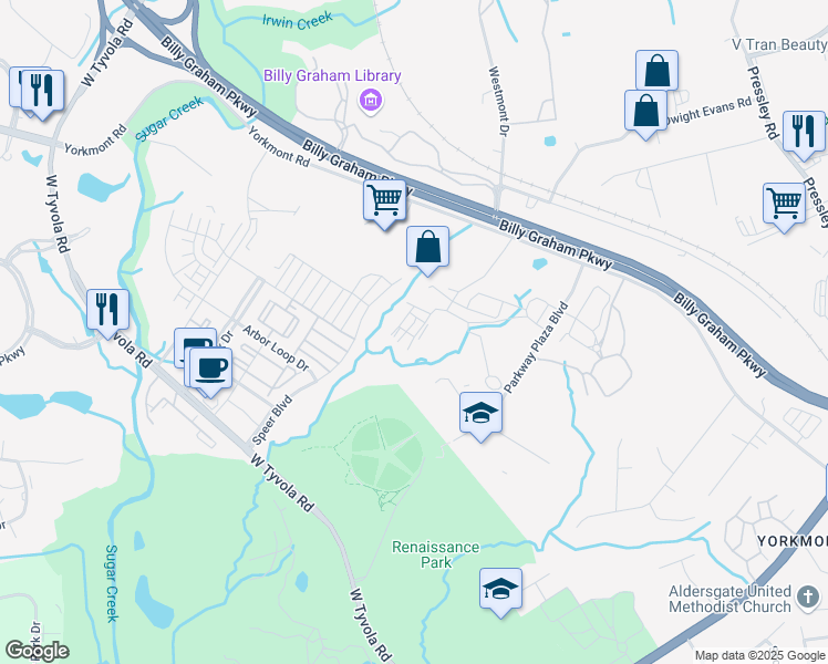 map of restaurants, bars, coffee shops, grocery stores, and more near 4842 Price Lane in Charlotte