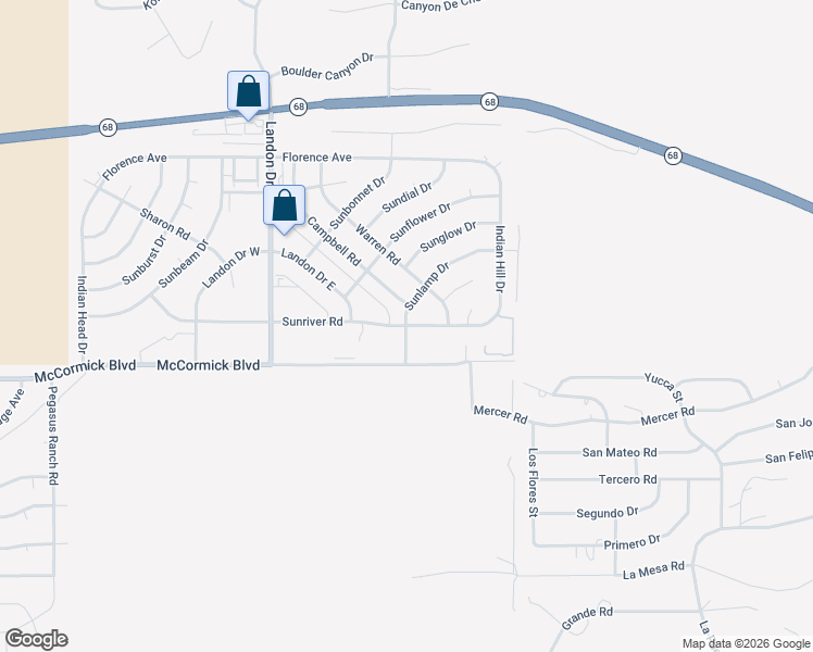 map of restaurants, bars, coffee shops, grocery stores, and more near 3401 Sunlamp Drive in Bullhead City