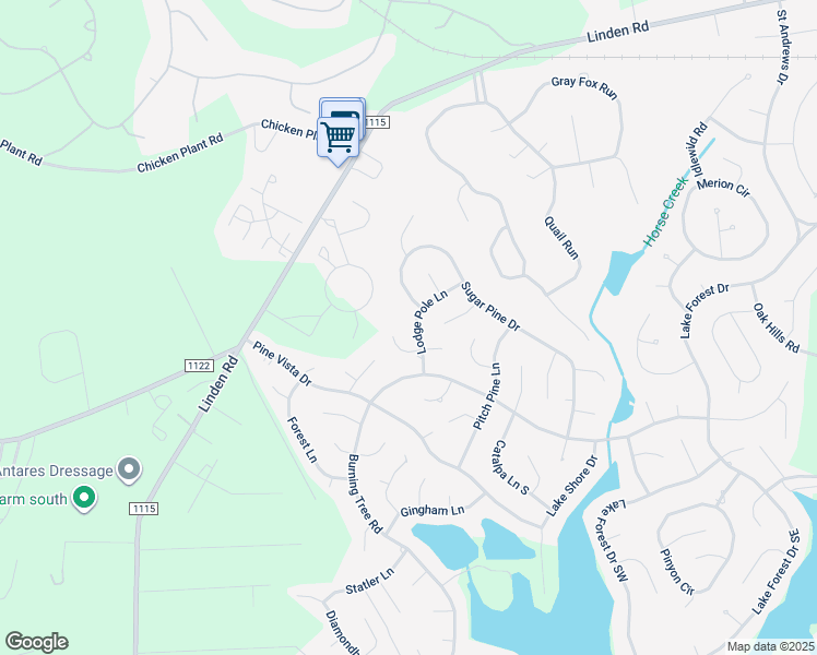 map of restaurants, bars, coffee shops, grocery stores, and more near 10 Lodge Pole Lane in Pinehurst