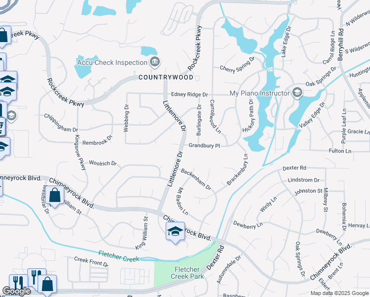 map of restaurants, bars, coffee shops, grocery stores, and more near 8633 Grandbury Place in Memphis