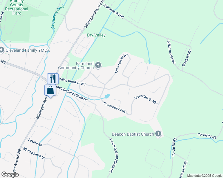 map of restaurants, bars, coffee shops, grocery stores, and more near 1932 Rolling Brook Drive Northeast in Cleveland