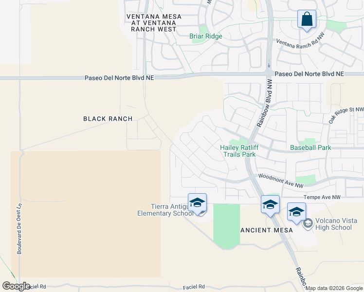 map of restaurants, bars, coffee shops, grocery stores, and more near 7367 Tree Line Avenue Northwest in Albuquerque