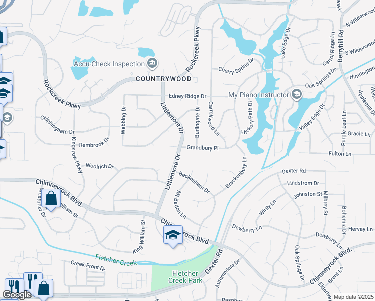 map of restaurants, bars, coffee shops, grocery stores, and more near 8633 Grandbury Place in Memphis