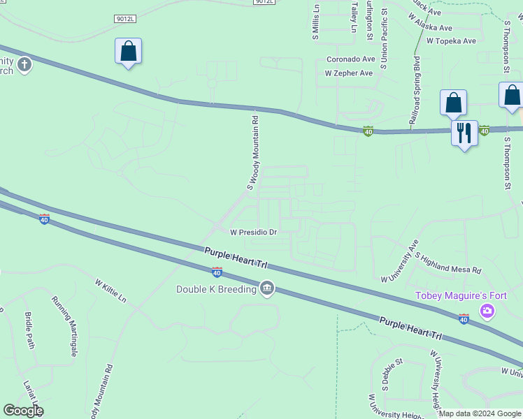 map of restaurants, bars, coffee shops, grocery stores, and more near 2930 South Tex Lane in Flagstaff