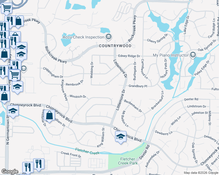 map of restaurants, bars, coffee shops, grocery stores, and more near 2153 Brynhurst Place in Memphis