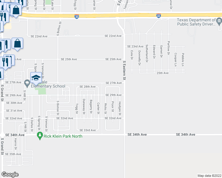 map of restaurants, bars, coffee shops, grocery stores, and more near 4808 Southeast 28th Avenue in Amarillo