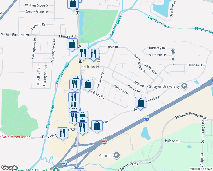 map of restaurants, bars, coffee shops, grocery stores, and more near 2138 Keith Cove in Memphis