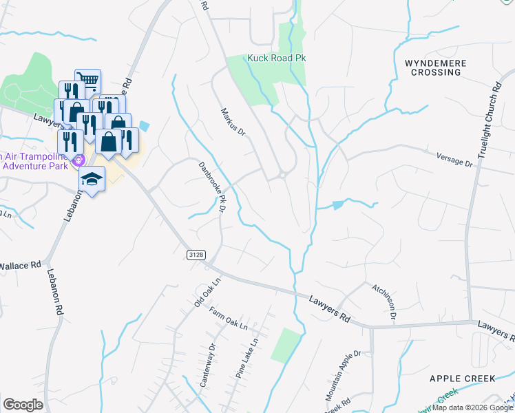 map of restaurants, bars, coffee shops, grocery stores, and more near 6609 Thamesmead Lane in Mint Hill