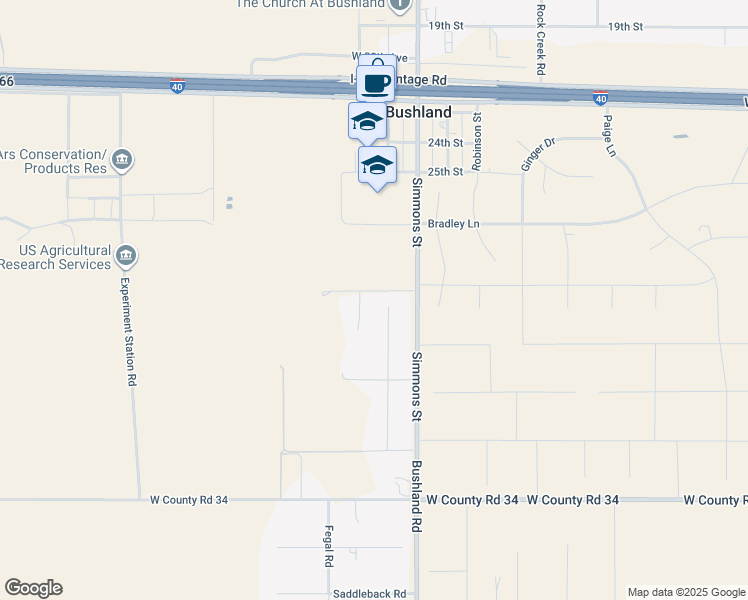map of restaurants, bars, coffee shops, grocery stores, and more near 2830 Simmons Place in Bushland