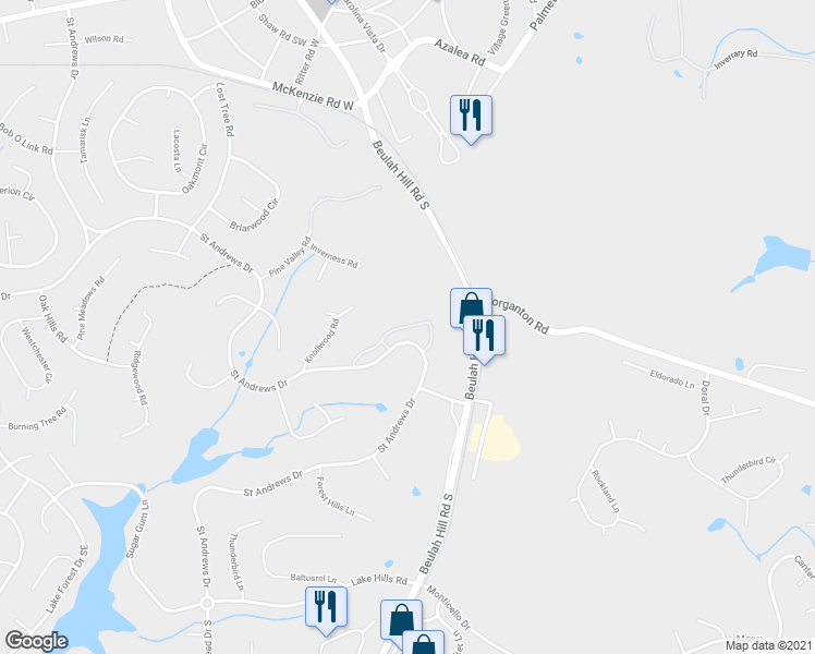 map of restaurants, bars, coffee shops, grocery stores, and more near 798 Saint Andrews Drive in Pinehurst