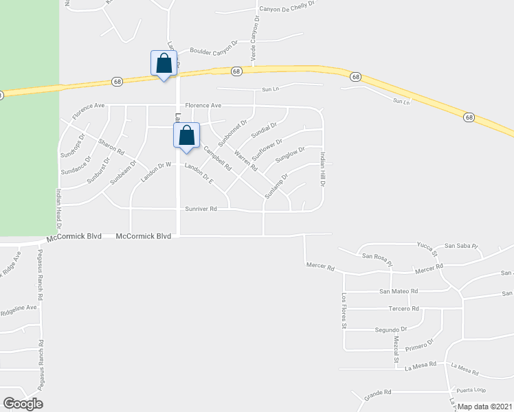 map of restaurants, bars, coffee shops, grocery stores, and more near 3457 Sun River Road in Bullhead City