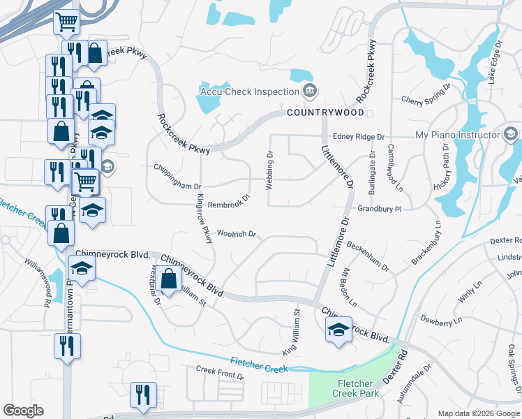 map of restaurants, bars, coffee shops, grocery stores, and more near 2155 Webbing Drive in Memphis