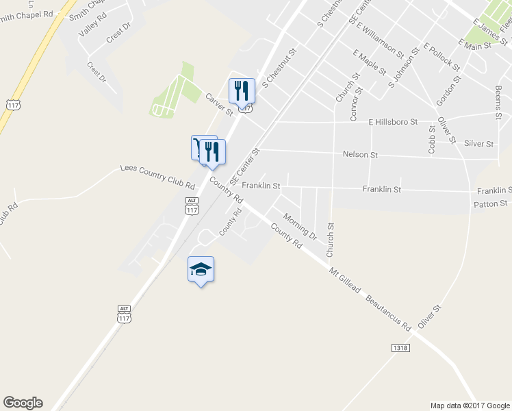 map of restaurants, bars, coffee shops, grocery stores, and more near 164 County Road in Mount Olive