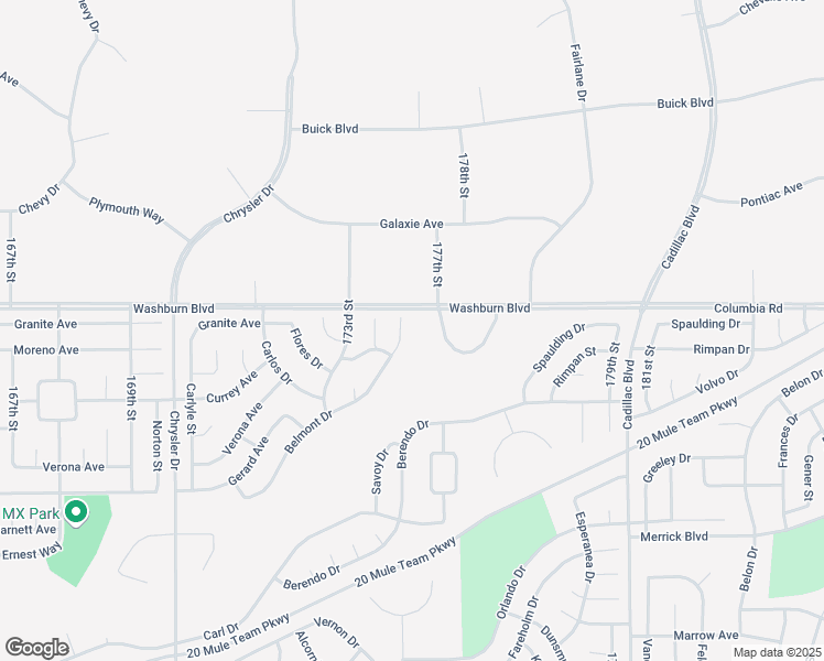 map of restaurants, bars, coffee shops, grocery stores, and more near Belmont Drive in California City