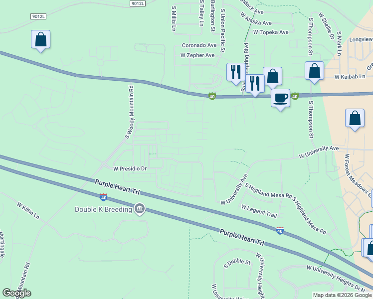 map of restaurants, bars, coffee shops, grocery stores, and more near 2566 West Pollo Circle in Flagstaff