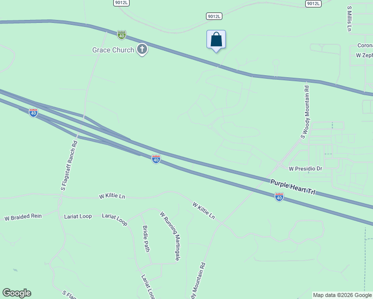 map of restaurants, bars, coffee shops, grocery stores, and more near Interstate 40 in Flagstaff