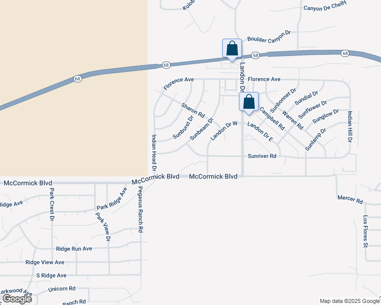 map of restaurants, bars, coffee shops, grocery stores, and more near 3331 Landon Drive West in Bullhead City
