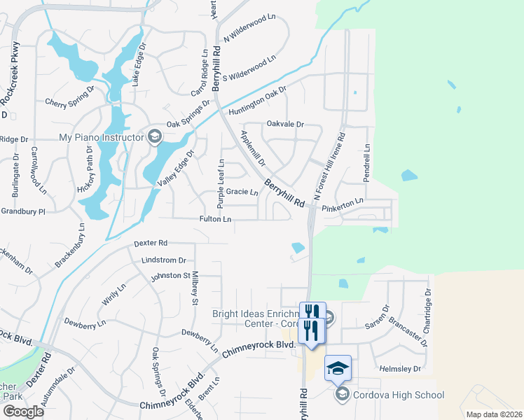 map of restaurants, bars, coffee shops, grocery stores, and more near 2145 Berry Garden Circle West in Memphis